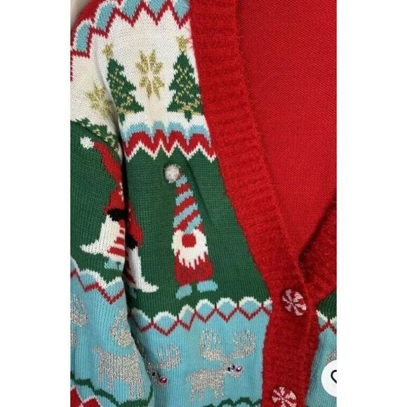 Holiday Time Women's Large, XL Gnome Ugly Christmas Cardigan Sweater NWT - Picture 7 of 13